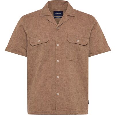 Lindbergh Cotton/Linen Resort Shirt S/S XXL BROWN XXL Lindbergh Cotton/Linen Resort Shirt S/S XXL BROWN XXL