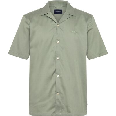 Lindbergh Cotton / Lyocell Blend Resort Shirt M FADED GREEN M Lindbergh Cotton / Lyocell Blend Resort Shirt M FADED GREEN M