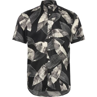 Lindbergh Cotton / Lyocell Blend Aop Shirt S/ XL BLACK XL Lindbergh Cotton / Lyocell Blend Aop Shirt S/ XL BLACK XL