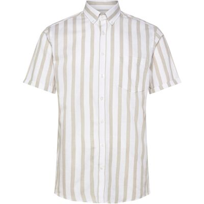Lindbergh Striped Cotton/Linen Shirt S/Sstriped Cotton/Linen Shirt S/S M STONE M Lindbergh Striped Cotton/Linen Shirt S/Sstriped Cotton/Linen Shirt S/S M STONE M