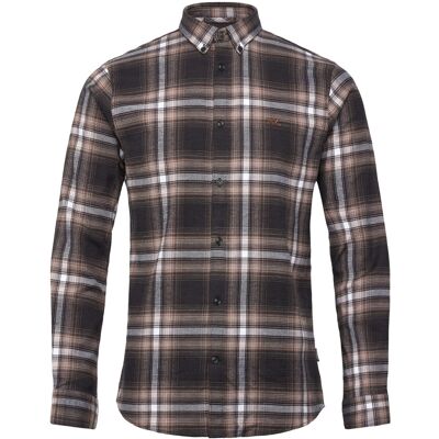 Lindbergh Brushed Checked Shirt L/S S DK BROWN S Lindbergh Brushed Checked Shirt L/S S DK BROWN S