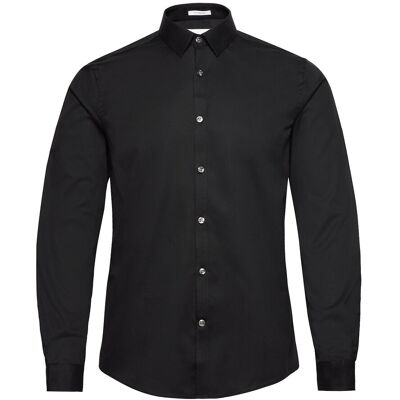 Lindbergh Small Collar, Tailor Fit Cotton Shirt, Wf M BLACK M Lindbergh Small Collar, Tailor Fit Cotton Shirt, Wf M BLACK M