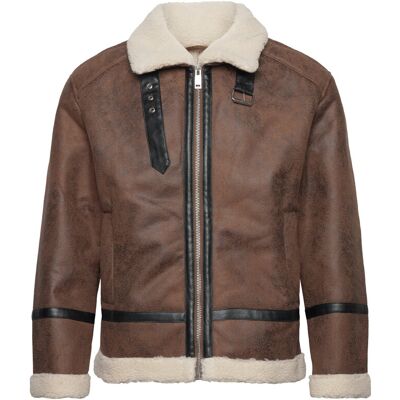 Lindbergh Faux Shearling Jacket S BROWN S Lindbergh Faux Shearling Jacket S BROWN S