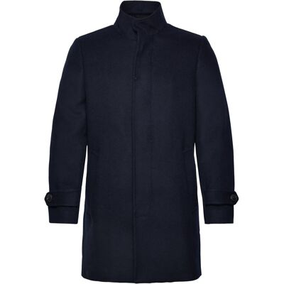 Lindbergh Recycled Wool Funnel Neck Coat L NAVY L Lindbergh Recycled Wool Funnel Neck Coat L NAVY L