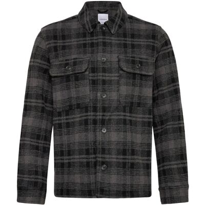 Lindbergh Wool Touch Check Overshirt M DK GREY MEL M Lindbergh Wool Touch Check Overshirt M DK GREY MEL M