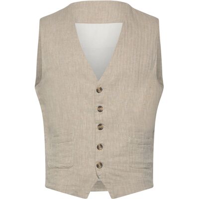 Lindbergh Cotton Linen Waistcoat S LT STONE S Lindbergh Cotton Linen Waistcoat S LT STONE S