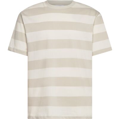 Lindbergh Striped Oversized O-Neck Tee S/S L FAIR GREY L Lindbergh Striped Oversized O-Neck Tee S/S L FAIR GREY L