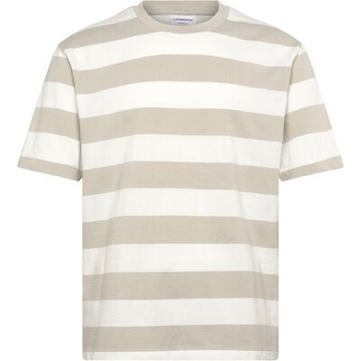 Lindbergh Striped Oversized O-Neck Tee S/S S LT GREY STONE S Lindbergh Striped Oversized O-Neck Tee S/S S LT GREY STONE S