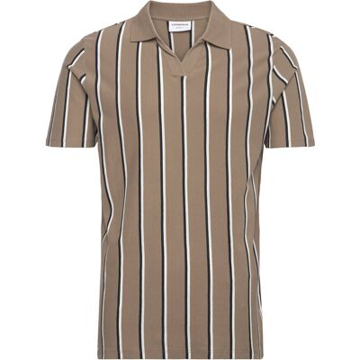 Lindbergh Striped Piqué Polo Shirt S/S XXL DK STONE XXL Lindbergh Striped Piqué Polo Shirt S/S XXL DK STONE XXL