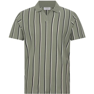 Lindbergh Striped Piqué Polo Shirt S/S XXL SAGE GREEN XXL Lindbergh Striped Piqué Polo Shirt S/S XXL SAGE GREEN XXL