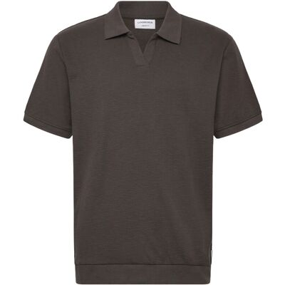 Lindbergh Open Collar Structure Rib Polo M EBONY BROWN M Lindbergh Open Collar Structure Rib Polo M EBONY BROWN M