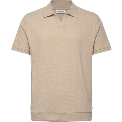 Lindbergh Open Collar Structure Rib Polo M STONE M Lindbergh Open Collar Structure Rib Polo M STONE M