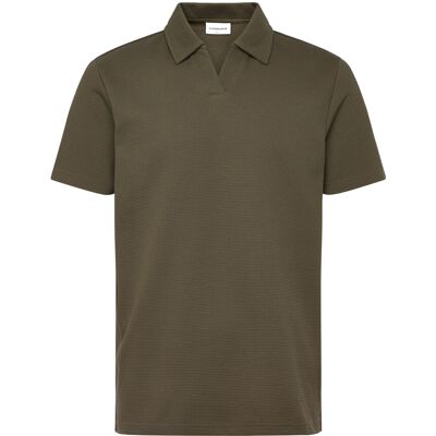Lindbergh Waffle Polo Split Neck M ARMY M Lindbergh Waffle Polo Split Neck M ARMY M