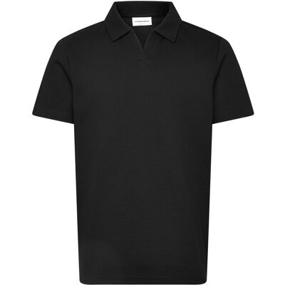 Lindbergh Waffle Polo Split Neck M BLACK M Lindbergh Waffle Polo Split Neck M BLACK M
