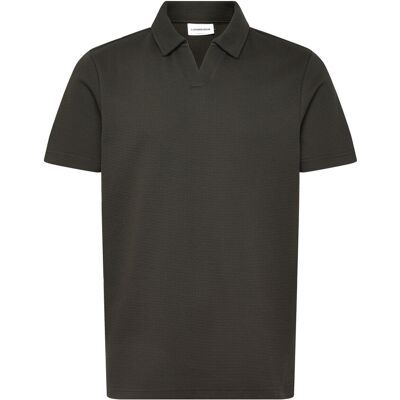 Lindbergh Waffle Polo Split Neck M EBONY BROWN M Lindbergh Waffle Polo Split Neck M EBONY BROWN M