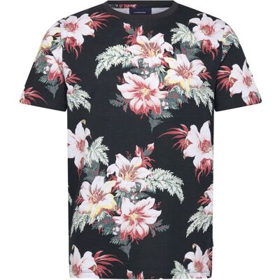 Lindbergh Slub Aop Tee S/S S BLACK S Lindbergh Slub Aop Tee S/S S BLACK S