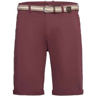 Lindbergh Superflex Chino Shorts W. Belt S BURGUNDY S Lindbergh Superflex Chino Shorts W. Belt S BURGUNDY S