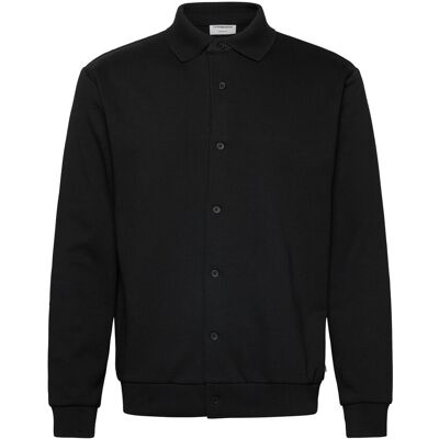 Lindbergh Jersey Button Through Pique L/S L BLACK L Lindbergh Jersey Button Through Pique L/S L BLACK L