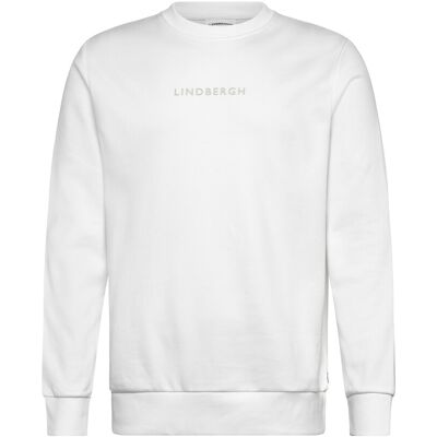 Lindbergh Logo Chest Print O-Neck Sweat M WHITE M Lindbergh Logo Chest Print O-Neck Sweat M WHITE M
