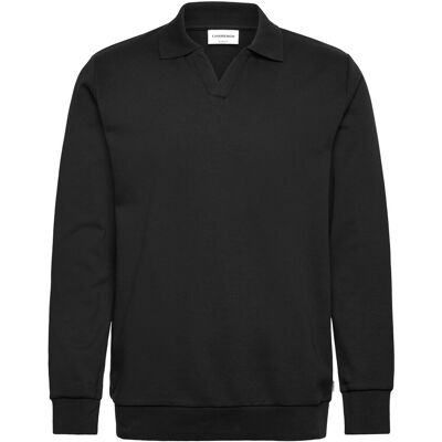 Lindbergh Sweat V-Neck Polo L/S XXL BLACK XXL Lindbergh Sweat V-Neck Polo L/S XXL BLACK XXL