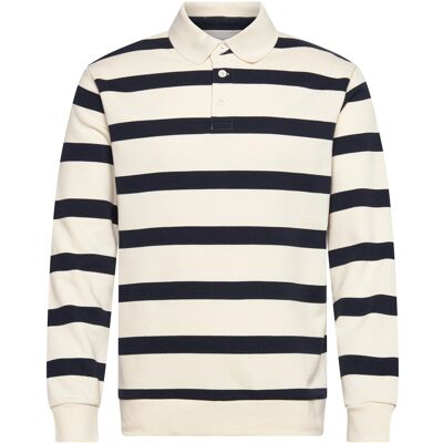 Lindbergh Striped Polo Sweatshirt L/S XL PEARL WHITE XL Lindbergh Striped Polo Sweatshirt L/S XL PEARL WHITE XL
