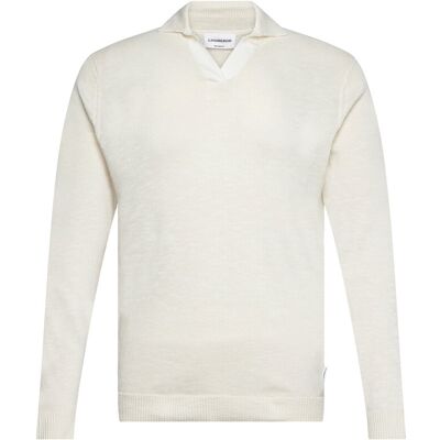 Lindbergh Casual L/S V-Neck Polo Knit XXL SALT WHITE XXL Lindbergh Casual L/S V-Neck Polo Knit XXL SALT WHITE XXL