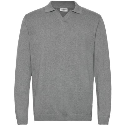 Lindbergh Splitneck Recycled Yarn Knit M DK GREY M Lindbergh Splitneck Recycled Yarn Knit M DK GREY M