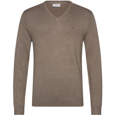 Lindbergh Eco Vero V-Neck Jumper M DK SAND MEL M Lindbergh Eco Vero V-Neck Jumper M DK SAND MEL M