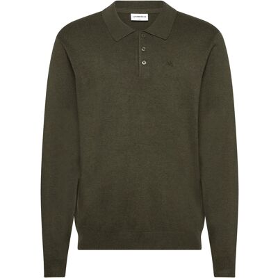 Lindbergh Long Sleeve Knitted Poloshirt M ARMY MEL M Lindbergh Long Sleeve Knitted Poloshirt M ARMY MEL M