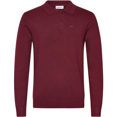 Lindbergh Long Sleeve Knitted Poloshirt S CHERRY MEL S Lindbergh Long Sleeve Knitted Poloshirt S CHERRY MEL S
