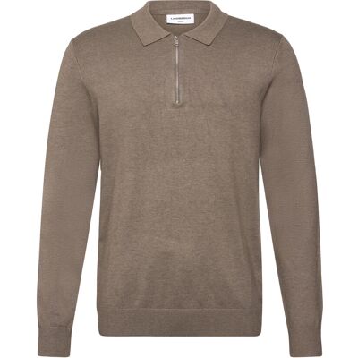 Lindbergh Ecovero L/S Zip Polo M DK SAND MEL M Lindbergh Ecovero L/S Zip Polo M DK SAND MEL M