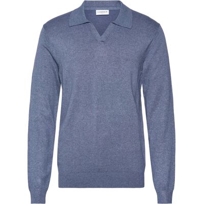 Lindbergh Ecovero L/S V-Neck Polo S BLUE BLEND S Lindbergh Ecovero L/S V-Neck Polo S BLUE BLEND S