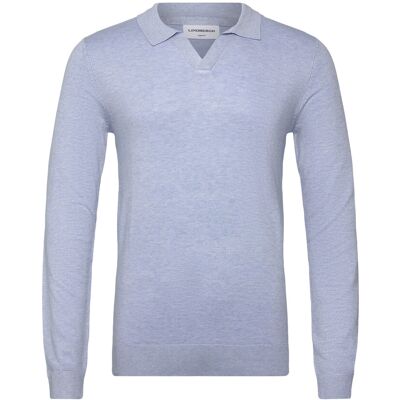 Lindbergh Ecovero L/S V-Neck Polo M FAIR BLUE MEL M Lindbergh Ecovero L/S V-Neck Polo M FAIR BLUE MEL M