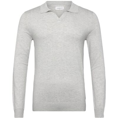 Lindbergh Ecovero L/S V-Neck Polo XXL FAIR GREY MEL XXL Lindbergh Ecovero L/S V-Neck Polo XXL FAIR GREY MEL XXL