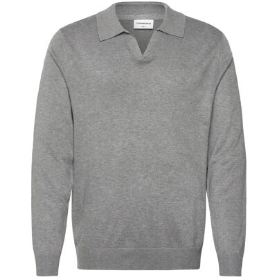 Lindbergh Ecovero L/S V-Neck Polo XXL GREY STONE MIX XXL Lindbergh Ecovero L/S V-Neck Polo XXL GREY STONE MIX XXL