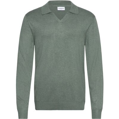 Lindbergh Ecovero L/S V-Neck Polo L JADE GREEN MEL L Lindbergh Ecovero L/S V-Neck Polo L JADE GREEN MEL L