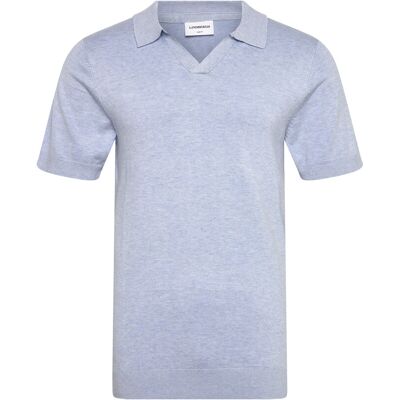Lindbergh Ecovero S/S V-Neck Polo L FAIR BLUE MEL L Lindbergh Ecovero S/S V-Neck Polo L FAIR BLUE MEL L