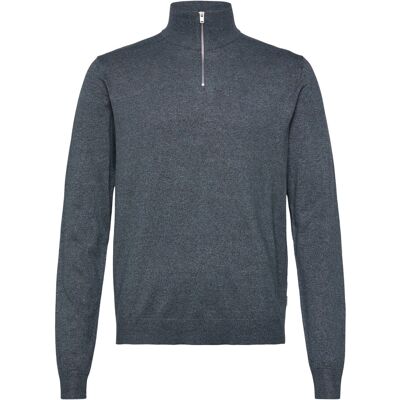 Lindbergh Ecovero Half Zip L/S Knit XL DK BLUE BLEND XL Lindbergh Ecovero Half Zip L/S Knit XL DK BLUE BLEND XL