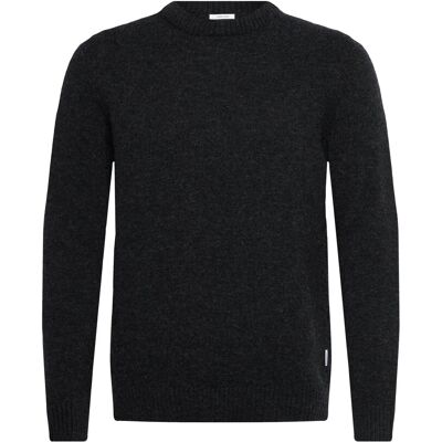 Lindbergh Lambswool O-Neck Knit M CHARCOAL MEL M Lindbergh Lambswool O-Neck Knit M CHARCOAL MEL M