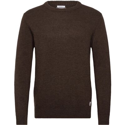 Lindbergh Lambswool O-Neck Knit M DK BROWN MEL M Lindbergh Lambswool O-Neck Knit M DK BROWN MEL M