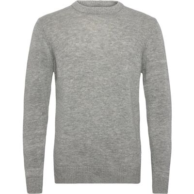 Lindbergh Lambswool O-Neck Knit XL MID GREY MEL XL Lindbergh Lambswool O-Neck Knit XL MID GREY MEL XL