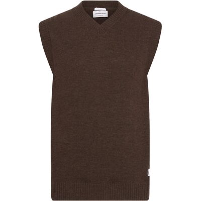 Lindbergh Lambswool V-Neck Slipover M DK BROWN MEL M Lindbergh Lambswool V-Neck Slipover M DK BROWN MEL M