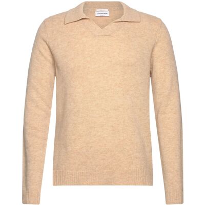 Lindbergh Lambswool L/S V-Neck Polo XXL LT SAND MEL XXL Lindbergh Lambswool L/S V-Neck Polo XXL LT SAND MEL XXL