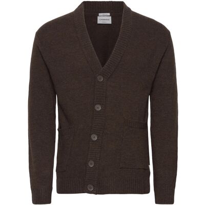 Lindbergh Lambswool Button Cardigan XXL DK BROWN MEL XXL Lindbergh Lambswool Button Cardigan XXL DK BROWN MEL XXL