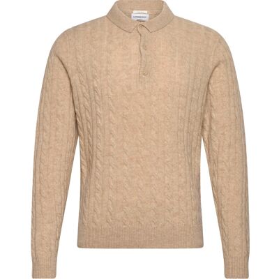 Lindbergh Lambswool L/S Button Polo XL LT SAND MEL XL Lindbergh Lambswool L/S Button Polo XL LT SAND MEL XL