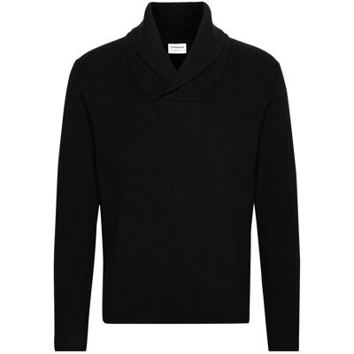 Lindbergh Shawl Collar Rib Knit S BLACK S Lindbergh Shawl Collar Rib Knit S BLACK S