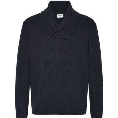 Lindbergh Shawl Collar Rib Knit M NAVY M Lindbergh Shawl Collar Rib Knit M NAVY M