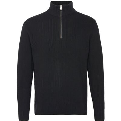 Lindbergh Half Zip Rib Knit M BLACK M Lindbergh Half Zip Rib Knit M BLACK M