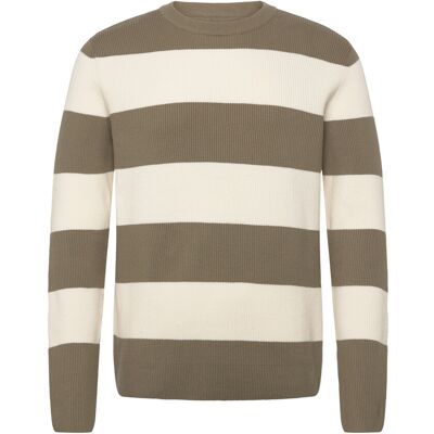 Lindbergh Rib Knitted Block Stripe O-Neck Kni XXL DUSTY ARMY XXL Lindbergh Rib Knitted Block Stripe O-Neck Kni XXL DUSTY ARMY XXL