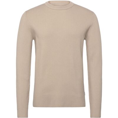 Lindbergh Rib Knitted O-Neck Knit L LT STONE GREY L Lindbergh Rib Knitted O-Neck Knit L LT STONE GREY L